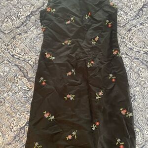 Talbots Black Midi Dress with Floral Embroidery